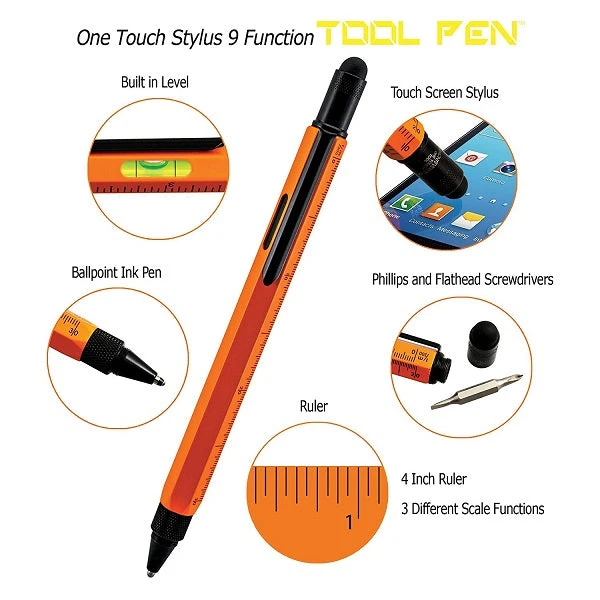 Monteverde 9 In 1 One Touch Tool Ballpoint Pen & Stylus, Orange 4 Monteverde 9 In 1 One Touch Tool Ballpoint Pen & Stylus, Orange - Image 2
