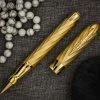 Pineider Matrix Jewelers Limited Edition Sterling Silver Rollerball Pen, Yellow Gold Plated -Monteverde Shop goldrb scaled